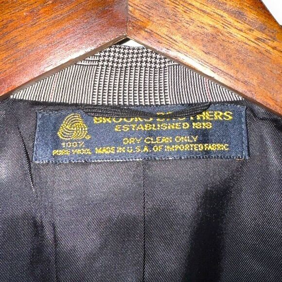 60s Brooks Brothers Black & Gray Prince of Whales Check Sport Coat Size 42R - Picture 2 of 10